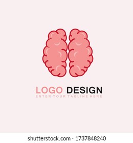 
Human brain icon. The logo design is shaped right and left brain that are connected by neuronal cells. The right and left brain logos are pink.