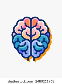 Ilustración aislada en el fondo blanco, Vector de color del Vector médico del cerebro humano 
