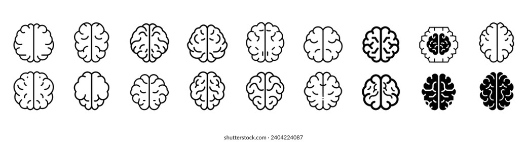 Human brain icon, Brain Icon, Brain, mind or intelligence line art vector icon, Human brain vector icon illustration, mind symbol in line style isolated on white background