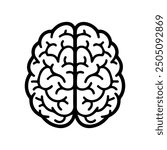 Human Brain icon or modern line symbol. Vector line art and icon design with bold outline. Black and white Pixel Perfect minimalistic symbol isolated white background. Silhouette simple thin sign