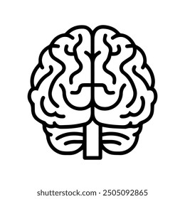 Human Brain icon or modern line symbol. Vector line art and icon design with bold outline. Black and white Pixel Perfect minimalistic symbol isolated white background. Silhouette simple thin sign