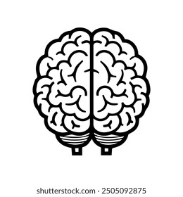 Human Brain icon or modern line symbol. Vector line art and icon design with bold outline. Black and white Pixel Perfect minimalistic symbol isolated white background. Silhouette simple thin sign