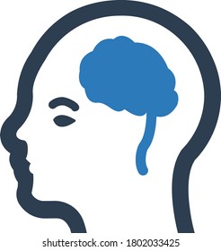 Human brain icon n white background.