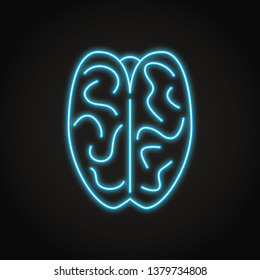Human brain icon in neon line style