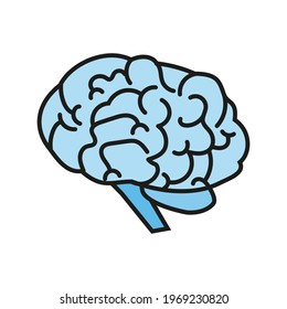 Icono cerebral humano sobre fondo blanco. Ilustración del vector