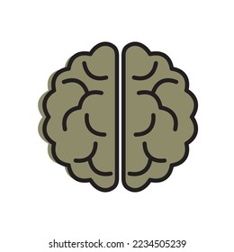 Human brain icon in outline style. Symbol of mental development, intellect, logical thinking and mental health. two hemispheres of the brain. Center for generating ideas.
