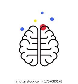Human brain icon. Outline thin line style. Isolated. 