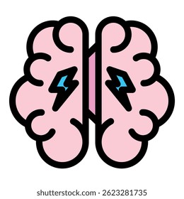 Icono del cerebro humano. Esquema de Vector cerebral humano color plano aislado