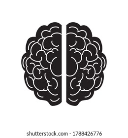 human brain icon over white background, silhouette style, vector illustration