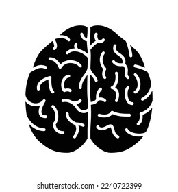 Human brain icon to represent the organ of the body for thinking or intelligence in black solid style