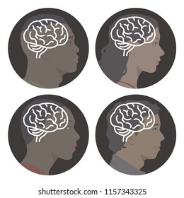 Human brain icon set.