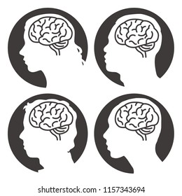 Human brain icon set.