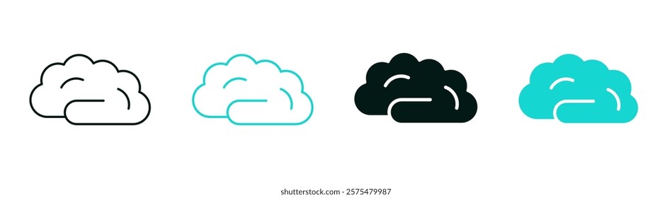 Human brain icon set. Mind logo. Neurology or Medicine concept. Black or color logo design for web, mobile app or print. Minimalistic symbol. Modern line illustration. Editable vector stroke.         