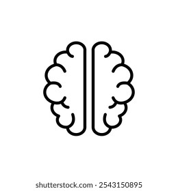 Conjunto de iconos de cerebro humano. versiones delineadas y llenas de sólidos.
