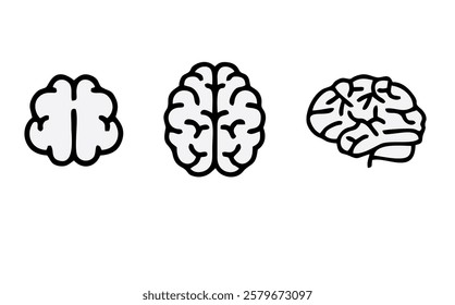 Human brain icon set. Thinking, mind refresh, brain health, creative vector illustration.