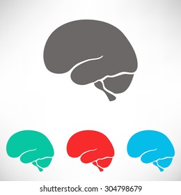 Human brain icon. Set of varicolored icons.