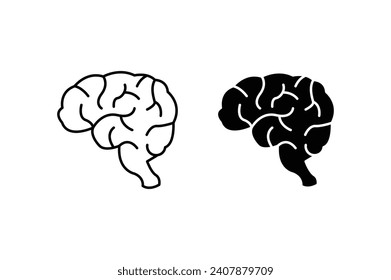 Conjunto de iconos del cerebro humano. ilustración vectorial