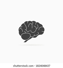 Human brain icon. Shadow and white background vector isolated