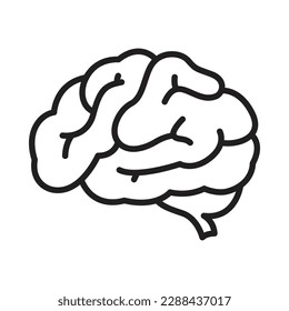 Human brain icon, simple design, black line on white background.