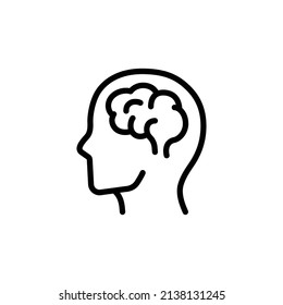 Icono del cerebro humano. Estilo de contorno simple. Pensar, mente, cabeza, idea, concepto creativo. Diseño aislado de ilustración de línea de vector. EPS 10.