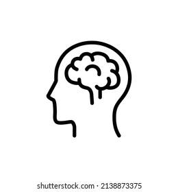 Human brain icon. Simple outline style. Think, mind, head, idea, creative concept. Vector line illustration design isolated. EPS 10.