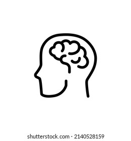 Human brain icon. Simple outline style. Think, mind, head, idea, creative concept. Vector line illustration design isolated. EPS 10.