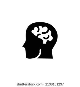 Human brain icon. Simple solid style. Think, mind, head, idea, creative concept. Vector glyph illustration design isolated. EPS 10.