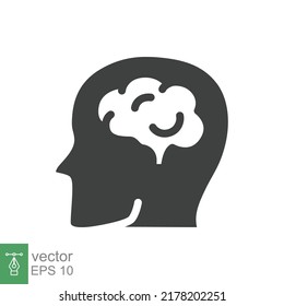 Human Brain Icon. Simple Solid Style. Think, Mind, Head, Idea, Creative Concept. Vector Glyph Illustration Design Isolated. EPS 10.