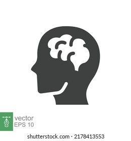 Human brain icon. Simple solid style. Think, mind, head, idea, creative concept. Vector glyph illustration design isolated. EPS 10.