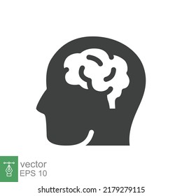 Human brain icon. Simple solid style. Think, mind, head, idea, creative concept. Vector glyph illustration design isolated. EPS 10.