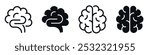 Human brain icon. Simple brain symbol in top and side view. Mind sign solid and outline style - stock vector.