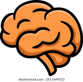 Human brain icon. Simple brain symbol side view. Mind logo sign solid and outline style.