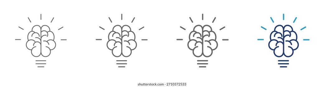 Icono del cerebro humano. Símbolo cerebral simple en la vista superior y lateral. Signo de la mente sólido y estilo de contorno - Vector de stock.
