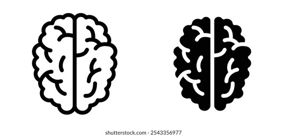 Human brain icon symbol collection on white background.