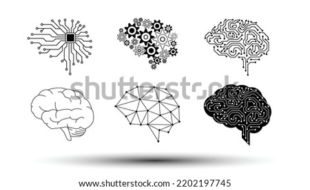 Human brain icon. Technology. Vector illustration. Technology graphic design .