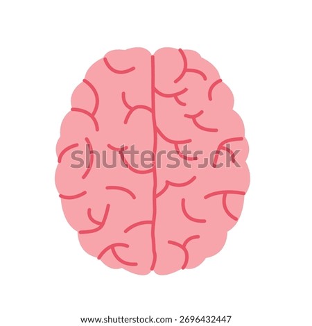 human brain icon, top view, symbolizing intelligence, creativity, thinking, and mental health- vector illustration