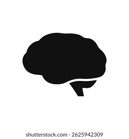 Human brain icon. Vector. Black silhouette of a brain.
