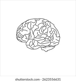 Ícone do cérebro humano. ilustração vetorial, Linha fina cerebral