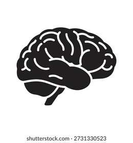 Icono de cerebro humano Ilustración vectorial que muestra la mente Inteligencia Memoria Neurología Pensamiento de órgano Idea de conocimiento Concepto de psicología Aislado Elemento de diseño de fondo blanco