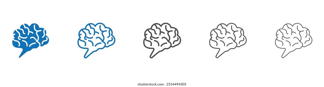 Human brain icon vector set collection for web