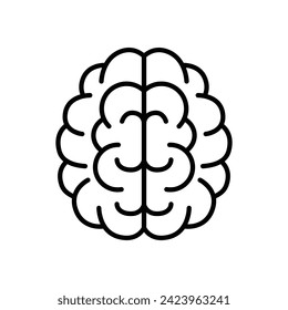 Human brain icon vector. A thin line sign. Isolated contour symbol illustration