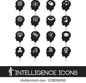 Human brain icons black set.