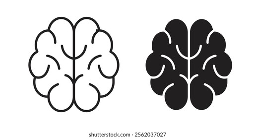 Human brain icons in flat and line style set.