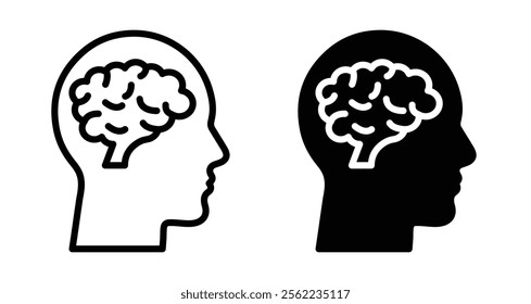 Human brain Icons pack in outlined and flat versions