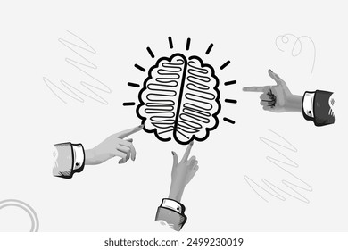 Human brain idea concept vector collage art template