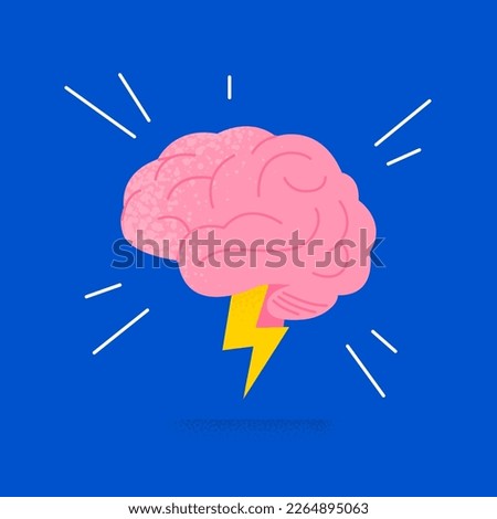 Human brain illustration. Brainstorming concept. Finding an idea or solving a problem. Vector flat illustration on the background.