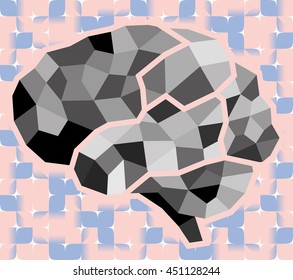 Human Brain Infographic concept. Geometric, Vector, illustration. on seamless background