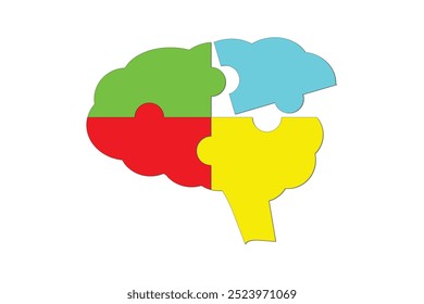 Anuncio humano de la Plantilla de la infografía del cerebro con la forma del rompecabezas del rompecabezas en el fondo blanco	