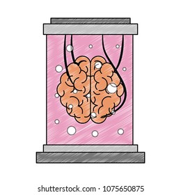 Human brain inside flask scribble