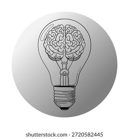 Cerebro humano dentro de una ilustración de bombilla que representa pensamiento creativo e ideas